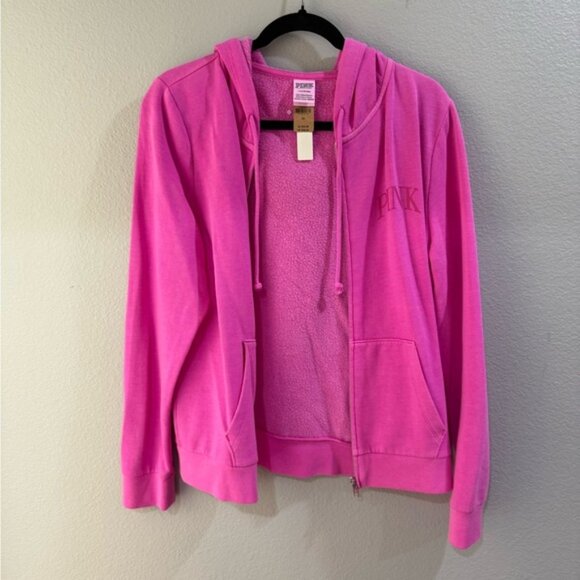 PINK Victoria's Secret Bright Pink Hoodie Sweater - Picture 2 of 3